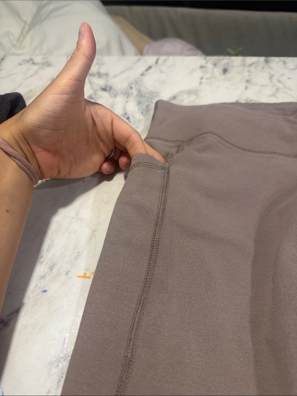 Women's Leggings - Soft Stretch Activewear mocha color with pockets - Picture 2 of 4